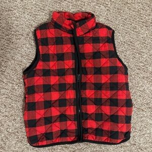 Kids quilted checkered plaid vest size 8